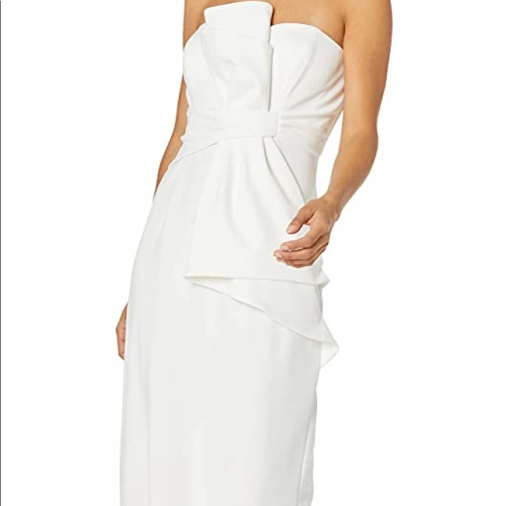 Adrianna Papell Women's Strapless Bow Detail Front Knit Crepe Column Gown